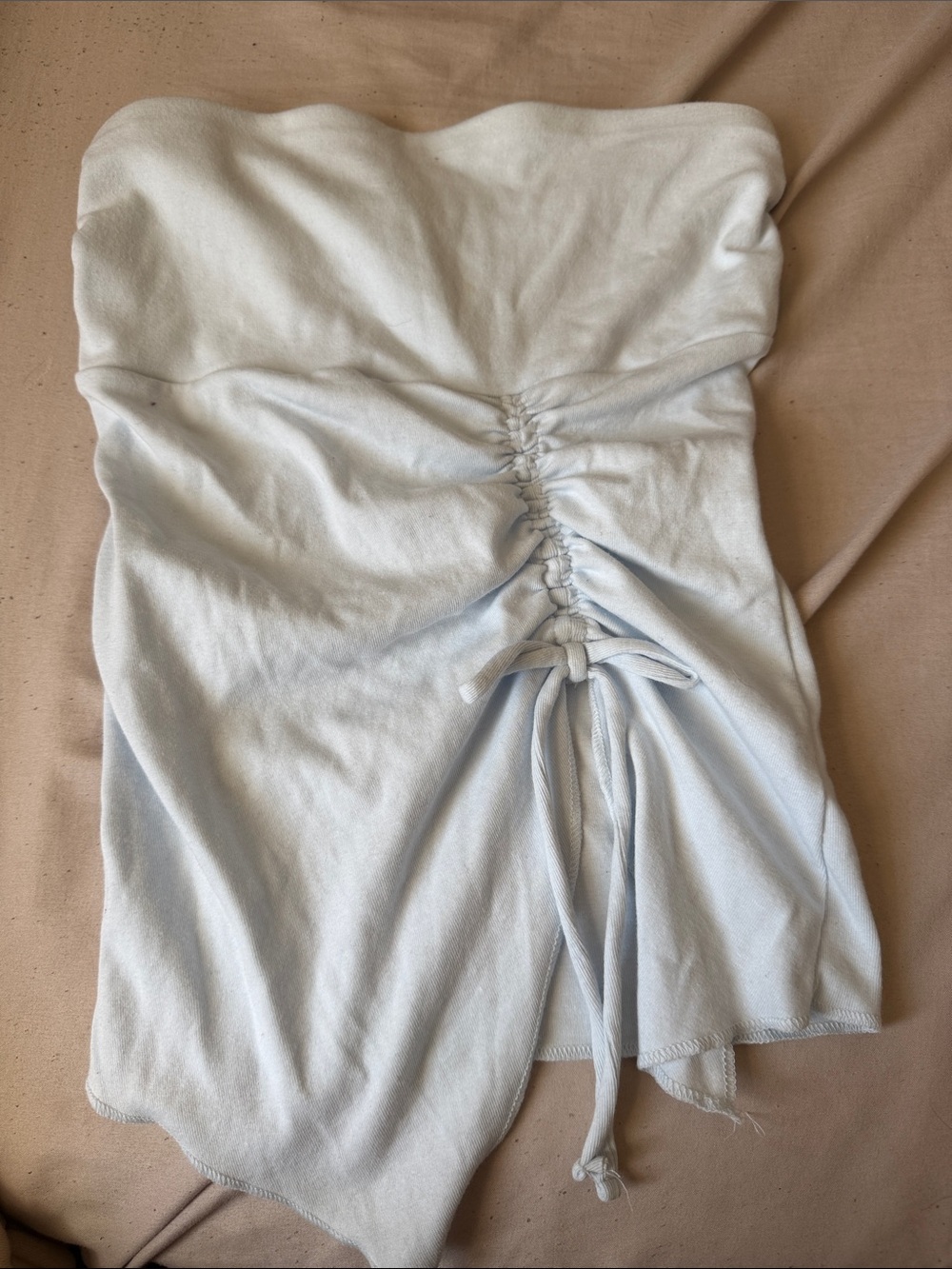 wild fable Light Blue Strapless Ruched Tie Front Top